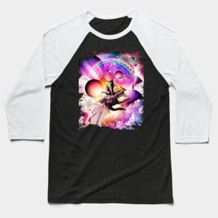 Space Cat Riding Dragon - Milkshake Rainbow Baseball T-Shirt